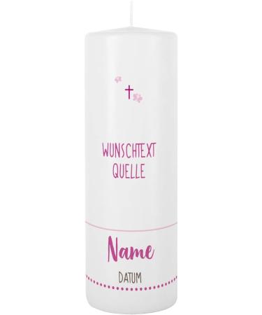 Striefchen Baptism Candle | Personalized Tree of Life Design | Custom Name & Date | White-Pink | Ideal Gift for Christening - Buy Online on SooperMarket.com