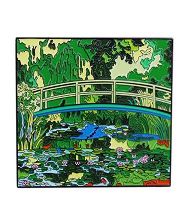 Monet Painting Water Lilies and Japanese Bridge Pin Oil Painting Pin Art Style Enamel Pin Metal Lapel Pin Art Student Graduation Badge Suitable for Hat Jacket Canvas Bag