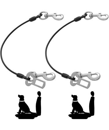 Mi Metty Dog Car Harnesses.Dog Car Seatbelt Made of Coated Wire Rope Safety Restraint No-Chew Tether Cable. Vehicle Harnesses with Double Clips and Latch Attachment 32 inch/80 CM Black+Black