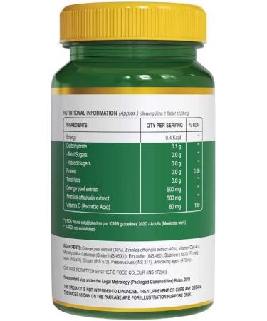 Vitamin C 1250mg Amla & Orange Peel Extract| Boosts Immunity & Skin Health | Antioxidant Support for Men & Women | Supports Collagen Formation | 60 Veg Tablets - Buy Online on SooperMarket.com
