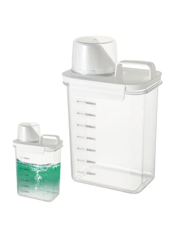 Veesper Laundry Detergent Dispenser 1800ml Clear Airtight Washing Powder Dispenser with Scale and Cup Detergen Box for Solid Liquid Laundry Detergent Dispenser Washing Powder Dispenser 1800ml With Scale