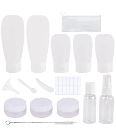 16 pieces of travel set cosmetics empty travel bottles for filling 60ml 30ml leak -proof travel bottles set with cultural bag refilled plastic travel containers for shampoo lotion flushing shower gel