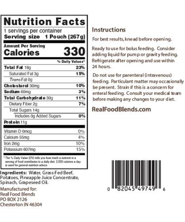 Real Food Blends Variety Case 9.4 oz Pureed Meal for Feeding Tubes - 6 Flavors (Case of 12 Pouches) - Buy Online on SooperMarket.com