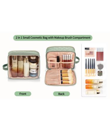 CUBETASTIC Makeup Bag  Portable Small Cosmetic with Handle Cute Clear Pouch with Makeup Brush - Green - Buy Online on SooperMarket.com