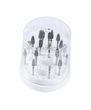 POPETPOP 1pc 48 Nails Drill Bits Nail Display Stand Nail Grinding Head Nail Drill Bits Holder Nail Drill Bits Stand Nail Drill Bit Container Nail Bit Holder White Organizer Manicure Size 1 White