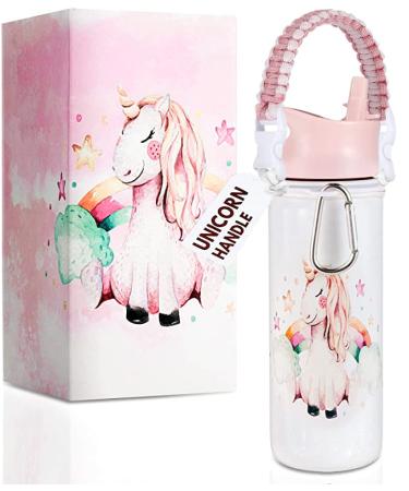 Unicorn Water Bottle  18 OZ  Leak Proof  36 Hours Cold  Dishwasher safe  Removable Handle  Wide Mouth Double Wall Vacuum Insulated Stainless Steel Water Bottle For School  Straw  Bottle For Girls 18oz UNICORN