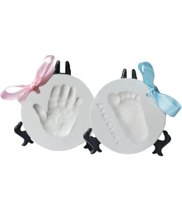MyMiniJoy Baby Ornament Keepsake Print Kit (Super Bundle, 4 Ribbons, 2 Easels, Letter Set) Unique Handprint and Footprint Clay Casting Kit - Baby Gift Ideas for Boys and Girls - Personalized Registry
