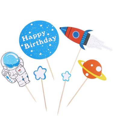 Vctitil 48pcs Cupcake Top Cartoon Children'S Party Supplies Planet Rocket Spacecraft Themed Astronaut Cake Decoration - Buy Online on SooperMarket.com