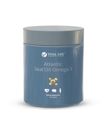 Atlantic Seal Oil Omega 3 1000mg Capsules - Made In Canada Rich in DHA DPA EPA - Natural Supplement to Support Heart Health & Manage Cholesterol Level - Alternative to Cod Liver & Krill Oil - 120 softgels