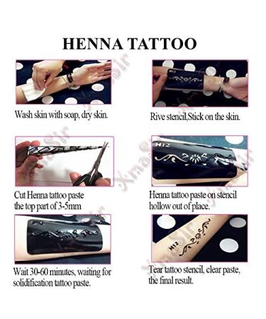 XMASIR 12 Sheets Henna Tattoo Stencils - Glitter Airbrush Temporary Tattoo Stickers - Indian Arabian Self Adhesive Templates - Buy Online on SooperMarket.com