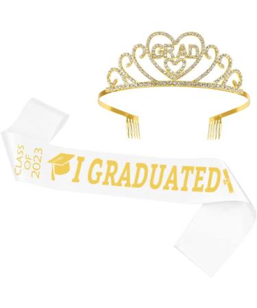 2023 Graduation Satin Sash and Tiara Kit - Glitter Rhinestone Crown for Graduation Party Decor - Buy Online on SooperMarket.com