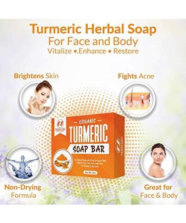 Organic Turmeric Soap Bar | Handcrafted in USA with Calendula & Aloe Vera | Brightens Skin, Fades Scars, Evens Tone | Face & Body Cleanser for Sun Damage & Age Spots - Buy Online on SooperMarket.com