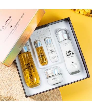 Buy Signature 24K Gold Essential Skin Care Set | Toner Emulsion & Cream | Luxury Anti-Aging Skincare for Glow & Hydration - International Shipping Available - Buy Online on SooperMarket.com