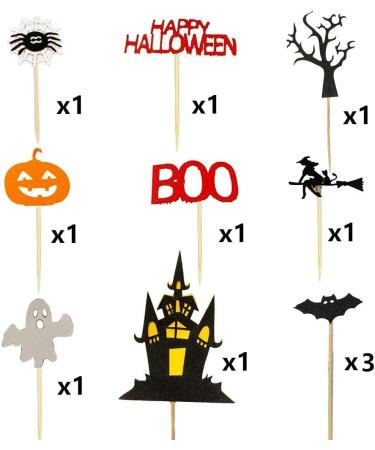 Halloween Cake Topper Set - Haunted House, Ghost, Pumpkin Cupcake Decorations for Wizard, Ghost, Spider Party - Buy Online on SooperMarket.com