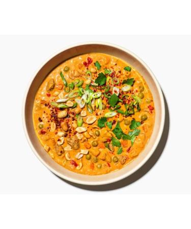 Lion content - 100% organic stew "peanut curry" - 570g glass with vegan chicken chicken and spicy curry - without adding sugar and gluten -free - healthy ready meal with a lot of protein - quantity: 12 12