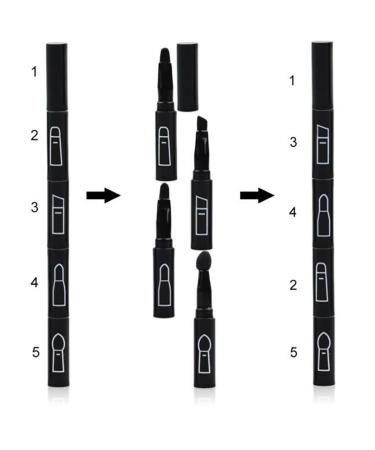 4 in 1 Premium Detachable Makeup Brush Set - Portable Eyebrow Eyeshadow Lip Brush Kit - Travel-Friendly Black Retractable Brushes - Buy Online on SooperMarket.com