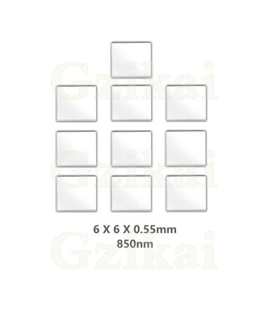 Gzikai 10pcs/1 Lot 6mm6mm0.55mm 850nm Optical IR Narrow Band Pass Filter for Barcode Scanner Infrared lense and Face Recognition