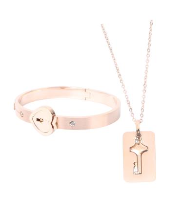 PACKOVE Key Bracelet Bracelet Titanium Steel Bracelet Chic Bracelet Key Necklace Lock Bracelet Couples Bracelets Stainless Steel Necklace Jewelry Necklace Bracelet Jewelry Heart-shaped Set