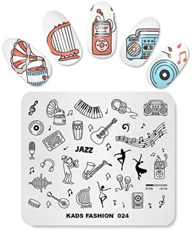 Alexnailart Nail Stamping Printing Plate Template Image Plate Stamper Scraper Music notes Musical instrument Dancer Jazz Pattern Nail Art Decoration DIY Print Manicure Design FA024 - Buy Online on SooperMarket.com