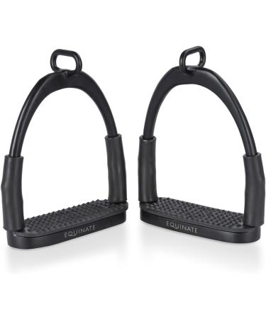 Equinate Safety Bars Manchester 10cm Black Matt - Anti-Slip Rubber Tread - Stirrup for Adults & Children - 2 Pieces for Ankle Relief - Buy Online on SooperMarket.com