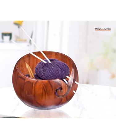 Wooden Yarn Bowl for Knitting and Crocheting - Yarn Storage Organizer with Holes - Mother's Gift Idea - 5.9 x 3.1 Inch - Buy Online on SooperMarket.com