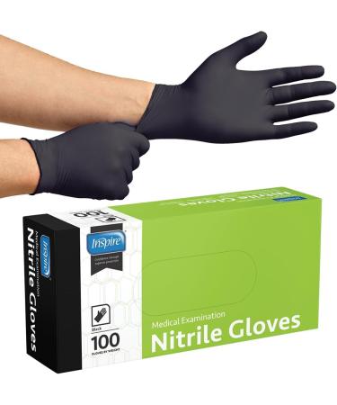 Inspire Black Nitrile Gloves - Original Quality Disposable Latex-Free Thick Medical & Cooking Gloves - Large Size | Best International Shipping - Buy Online on SooperMarket.com