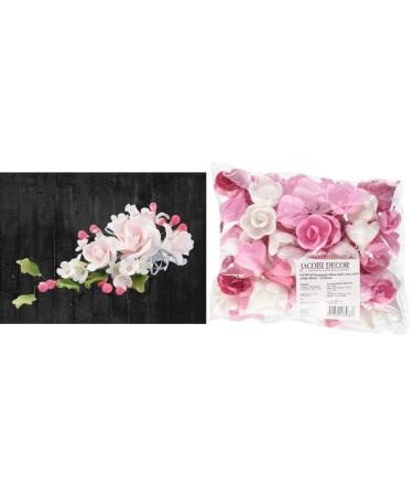 Cake Company sugar flower boquet rose 1 piece of pink 1 -pack (1 x 74 g) & cake company rose medium 40 mm 72 pcs sorted w r p 1 Pack (1 x 94 g) 1 piece (1 Pack) bundle with rose