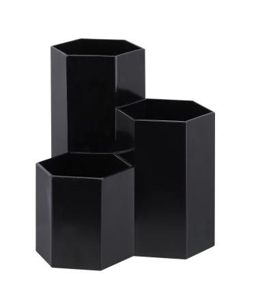 LoveBB Makeup Brush Holder Organizer, 3 Slot Plastic Cosmetics Brushes Pen Storage Solution, Black 3-Slot Black