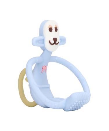 Silicone Baby Teether Toy  Baby Teething Toy Chewing Teether Monkey Shape Food Grade Silicone Set Kit for Infant(Blue)