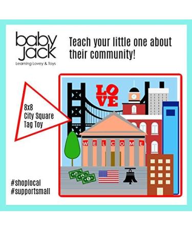 Baby Jack & Co 8x8 Learning Lovey Philadelphia Tag Toy for Babies - Crinkle Soft Toy - USA Cities & Shapes - BPA Free - Ideal Baby Gift - Buy Online on SooperMarket.com