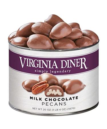 Virginia Diner - Gourmet Natural Milk Chocolate Salted Pecans, Limited Edition 20 Ounce Tin with Premium Milk Chocolate and Jumbo Roasted Georgia Pecans with Sea Salt