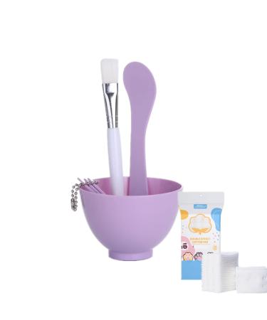 Face Mask Mixing Bowl Set +50pcs Cotton Pads Plastic 6 in 1 DIY Facemask Mixing Tools Kit with Mask Bowl Stick Spatula Measuring Cup & Mask Brushes (Purple)