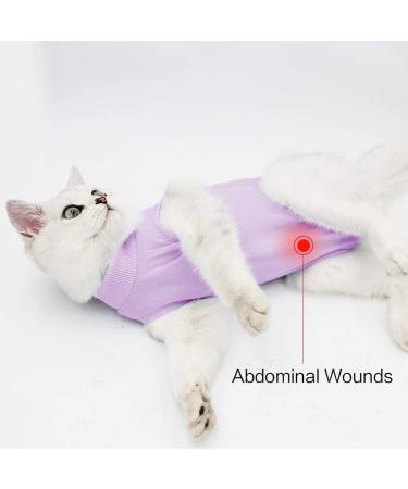 LIANZIMAU Cat Surgical Recovery Suit - Purple Medium - E-Collar Alternative & Pajama for Abdominal Wounds - Indoor Pet Clothing - Buy Online on SooperMarket.com