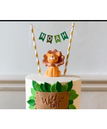 Lion Cake Topper - Edible Fondant Safari Jungle Cupcake Birthday Decoration with an Edible Glue - Baby Shower Party Supplies