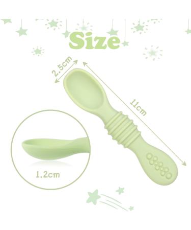 Vicloon Baby Fork and Spoon Set - 2Pcs Silicone Weaning Spoon Set for Self Feeding - Easy Grip Toddler Cutlery Kit in Light Green - Buy Online on SooperMarket.com