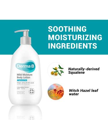 Derma:B Fragrance-Free Mild Moisture Body Lotion 13.5 fl oz â€“ Hydrating & Gentle Care - Buy Online on SooperMarket.com