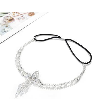 IYOU Boho Rhinestone Headband Silver Crystal Head Chain Vintage Bridal Headpiece Hair Jewelry for Women Gatsby Party - Buy Online on SooperMarket.com
