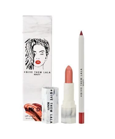 GIVE THEM LALA Lip Liner and Lipstick Set - TEXT ME Lip Kit For Long Lasting  Moisturizing Wear- All Day Lipstick and Liner with Silky Smooth Finish - Cruelty-Free Lip Makeup