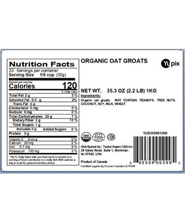Yupik Organic Oat Groats 2.2 lb - Non-GMO & Vegan | Buy Online Now - Buy Online on SooperMarket.com