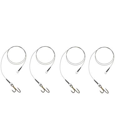 Set: 4 x Jenzi Department of Rig Ryder-Haken 7x7 50 cm 9.12 & 15kg Hecht Zander Kaderfisch with loop hook size 1/0 2/0 3/0 + free Petri Heill!Sticker hook size 3/0 15kg