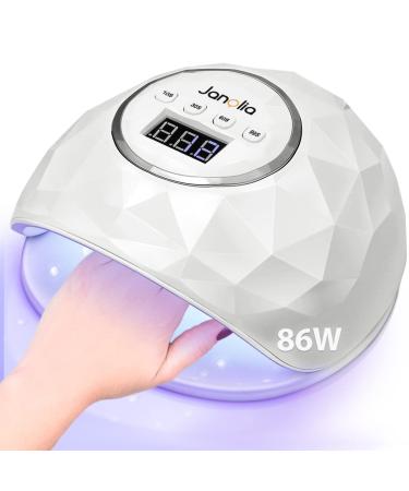 Janolia nail dryer nail lamp 86W UV LED lamp for nails with sensor LCD display for gelails Professional nail lamp for fingernail/toen nail nail design with 4 timer suitable for all gel white
