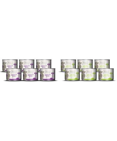 Mjamjam - Premium wet food for dogs - tasty turkey on delicious carrot (6 x 200 g) & premium wet food for dogs - delicious beef on cooked potatoes with crunchy peas (6 x 200 g) turkey+beef