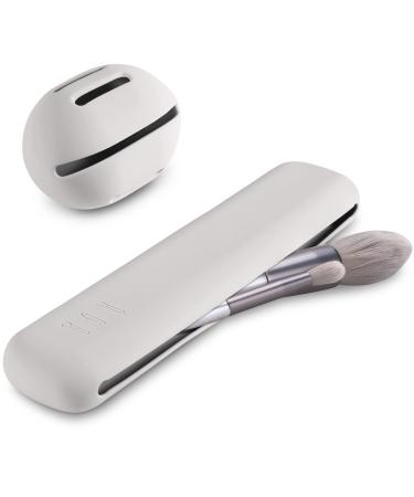 Qetlavee 2Stk portable cosmetic bag 1stk makeup brush holder silicone+1stk make-up sponge holder brush cosmetics pocket makeup brush organizer for travel storage for make-up brush (light gray)