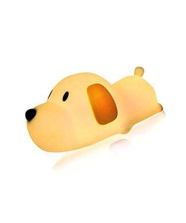 LED Doggy Night Light Bysameyee Soft Puppy Silicone Baby Nursery Lamp Sensitive Tap Control Timing Sleep for Kids Toddler Women Bedroom