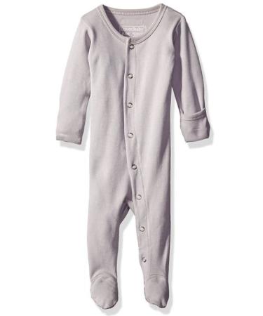 L'Ovedbaby Girls' Organic Baby Snap Footie 6-9 Months Light Gray