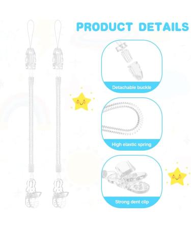 Vicloon Baby Dummy Clips 5 Pcs - BPA Free Soother Pacifier Chain Holder for Boys and Girls - Transparent Teether Toy Holder - Buy Online on SooperMarket.com