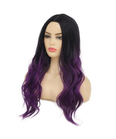 Tseses Long Ombre Purple Curly Wavy Synthetic Wig for Women - Dark Roots Hair Cosplay Halloween Party Daily Full Wig - Buy Online on SooperMarket.com