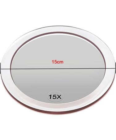 YoHumk 15X Magnifying Makeup Mirror - 6 Inch Round Mirror for Precise Tweezing, Eyebrow Grooming, and Blackhead Removal - Easy Mounting with 3 Suction Cups - Buy Online on SooperMarket.com