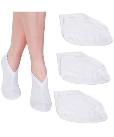 3 Pairs Moisturizing Socks Overnight Spa Socks for Dry Feet Cotton Moisture Enhancing Socks Cosmetic Moisturizing Socks for Women and Men White