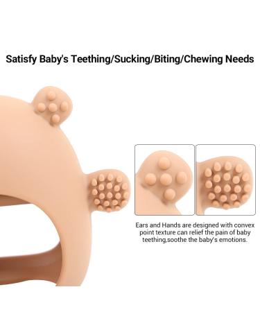 Bear Mitten Baby Teether - Anti-Drop Teething Toy for Babies 3+ Months - Silicone Teether for Teething Relief - BPA Free (Brown) - Buy Online on SooperMarket.com